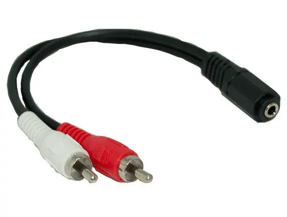 6in Stereo Audio Cable - 3.5mm Female to 2x RCA Male